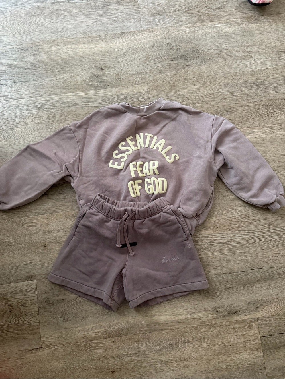 Fear of God Kids Mauve Shorts with Essentials Logo